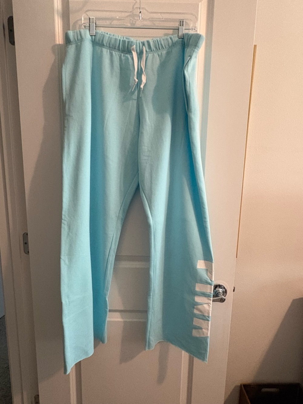 PINK Victoria's Secret Light Blue Wide-Leg Drawstring Track Pants